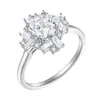 Anillo Corazón de Plata de Ley S925 con Circonita Transfronterizo Europeo y Americano Anillo de Plata de Ley de Gama Alta Nicho Fila de Anillos de Plata Trenzada con Diamantes