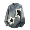 Jaqueta Tricô Gola Redonda Jacquard Estrela Masculino Tricô Solta Tamanho Grande Camiseta Básica Transfronteiriço 2025 Inverno Novo Estilo