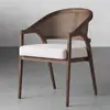 Cadeira de jantar de madeira maciça nórdica simples cadeira com braço de rattan cadeira com encosto para recepção negociação cadeira para mesa de jantar de clube hotel B&B
