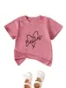 Amazon Ebay Site Independente Casual Solta Confortável Roupas Infantis Melhor Amigas Camiseta com Estampa de Coração Gola Redonda Manga Curta em Estoque