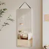 Espejo de cuerpo entero con cuerda para colgar, montable en pared, autoadhesivo, adecuado para uso doméstico, dormitorios y apartamentos de alquiler, ideal para vestirse