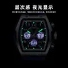 Reloj Luz de la Mañana Forma de Barril para Hombre Pantalla Dual Deportivo Esfera Grande Multifuncional Transfronterizo Reloj de Cuarzo para Estudiantes