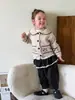(8.18 Novidades) Cardigã de Tricô para Meninas Outono Novo Estilo Casaco Suéter Infantil Roupas de Bebê Classe A