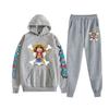 Traje deportivo informal con capucha y estampado de una pieza para hombre, ropa deportiva de dos piezas