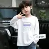 Camiseta de Manga Larga con Cuello Redondo de Dibujos Animados para Niño, Primavera y Otoño, para Niños Mayores, 100% Algodón Puro, Ropa Transpirable para Niños