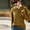 Otoño e Invierno Nuevo Sudadera con Capucha y Cordón de Punto de Lana Peinada de Punto Cruzado Suéter de Manga Larga para Mujer Top Holgado para Mujer Ropa Interior para Mujer