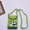 Bolso para teléfono móvil de estilo coreano con diseño de panda pequeño, bandolera de punto, bolso de mano con solapa, bolso informal para salir