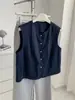 Chaleco retro japonés estilo workwear de cuello redondo para mujer, chaqueta cárdigan coreana de estilo en capas 2026 otoño para personas petite