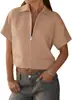 Amazon 2026 Sitio Independiente Transfronterizo de Comercio Exterior Europeo y Americano Camisa Casual de Moda con Cremallera de Manga Corta para Mujer