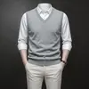 Chaleco de punto para comercio exterior transfronterizo, suéter de negocios para hombre, chaleco de lana para mediana edad, 270 gramos, 12 puntos