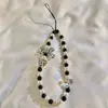 Capa de Celular Cordão Menina Bonita Cordão Arco-Íris Ins Prata Branco Urso Pérola Pulseira de Pulso Celebridade Cibernética Joia Pendurada Pulseira Universal