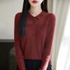 Cárdigan de punto de lana fina con cuello POLO nuevo de primavera y otoño para mujer, manga larga, con botones, temperamento, top interior de lana, venta al por mayor