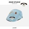 2024 Nuevo Perro Lindo Japonés Gorra Delantera Niños Primavera y Verano Mezclilla Vintage Todo Fósforo Mostrar Rostro Pequeño Gorra de Pintor Moda