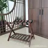 Portamaletas Plegable de Madera, Estante de Almacenamiento de Doble Capa de Madera Maciza para Sala de Estar, Zapatero, Estante de Almacenamiento de Pie Estilo Chino para Casas de Huéspedes
