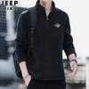 Suéter JEEP SPIRIT masculino pulôver gola alta parcial inverno Novo forrado com fleece quente meio zíper masculino