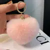 Coreia do Sul Ins Coelho Rex Fofo Bola de Pelúcia em Forma de Coração Chaveiro de Carro Pendurado Bolsa Criativa Distinta Pingente de Amor Chave