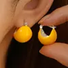 Pendientes de Moda Esmaltados de Colores Vintage con un Diseño Tridimensional Estilo Hong Kong, Pendientes de Tendencia Nicho Otoño e Invierno al por Mayor