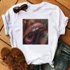 2020 Moda europea y americana figura estampada top de manga corta para mujer T holgada moda callejera Cuello redondo