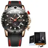 Reloj de cuarzo LIGE para negocios con correa de silicona, correa de silicona rosa dorado y azul, correa de silicona rosa dorado y negra, todo negro con calendario para hombre