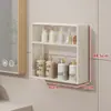 Estante de Almacenamiento para Baño Junto al Lavabo, Gabinete con Espejo de Almacenamiento Integrado para Productos de Cuidado de la Piel Montado en la Pared, Artefacto de Almacenamiento sin Perforaciones para Baño