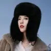 Sombrero Lei Feng Engrosado Cálido a Prueba de Viento para Mujer, Sombrero de Felpa de Piel Sintética, Protector de Orejas para la Nieve, Forro de Lana en Invierno, Hace que la Cara Parezca Más Pequeña