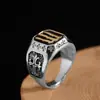 Anillo de Plata Tailandesa de Personalidad, Plata Fina, Mano de Obra Detallada, Plata S925, Anillo Retro Único y Audaz para Hombres Europeos y Americanos, Tendencia de Moda de Nicho