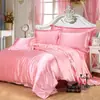 Amazon Conjunto de Color Sólido Imitación Seda, Conjunto de Dormir Suave como la Seda, Conjunto de Cuatro Piezas de Hielo de Seda Lavable, Conjunto de Cuatro Piezas Refrigerante al por Mayor
