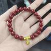 Arena de oro púrpura cinabrio (anillo sencillo anillo liso) pulsera pulsera cuentas de Buda rosario hombres y mujeres cuentas de luz pulsera mineral en bruto natural
