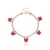 Joyería transfronteriza europea y americana acrílico de color tobillera cubana de mariposa tobillera para mujer nueva Diamante completo Playa adornos para pies