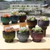 Suculenta fresca y única, creativa, pintada a mano, simple, estilo coreano, maceta pequeña para interiores con envío gratis, maceta de cerámica gruesa, cerámica transpirable con sello