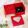 Nueve Cajas de Regalo de Joyería con Flores de Jabón, Collares de Joyería con Flores Eternas, Rosas para el Día de San Valentín, Cajas de Dulces Giratorias