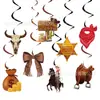 Decoração Festa Temática Cowboy Ocidental Suprimentos Guirlanda Espiral Cowboy Enfeites Colmeia Bandeira Topper de Bolo Cowboy