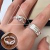 Anel Dobrável Simples Moda Feminina Personalidade Temperamento Estilo Frio Anel Aberto Laço de Amor Anel de Dedo Criativo