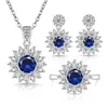 Conjunto Popular Europeu e Americano de Joias Coloridas com Três Peças, Joias de Imitação, Joias de Alta Qualidade, Colar de Diamante Colorido, Anel, Brincos para Mulheres, Venda por Atacado