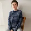 Nuevo Suéter de Cachemira para Mujer Otoño/Invierno, Cuello Redondo, Estilo Fair Isle Vintage, Nuevo Jersey de Punto Jacquard de Cachemira Camiseta Básica
