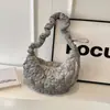 Diseño Coreano Bolso Plegado Nube Bolso Peludo de Terciopelo para Mujer Versátil Gran Capacidad Bolso de Hombro Cruzado para Viajar Bolso Tote