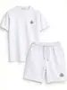 Ropa de exterior Mengjia conjunto de shorts de algodón de manga corta para verano nuevo insignia bordada shorts shorts deportivos holgados