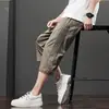 Pantalones Cortos de Verano para Hombre Talla Grande, Pantalones Siete Puntos, Delgados de Corte Holgado, Seda Helada, Casuales, Deportivos, Modernos para Hombre