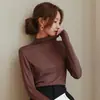 Directo de fábrica: Top de modal con cuello alto medio para mujer, adecuado para primavera y otoño, con manga larga amigable con la piel, disponible en varios colores, capa base básica versátil para otoño e invierno