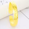 Pulsera Abierta Retro Brillante de 10 mm para Mujer Chapada en Oro Dragón y Fénix Palabra de Bendición Cara Ancha Pulsera de Cobre para Mujer