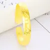Pulsera Abierta Retro Brillante de 10 mm para Mujer Chapada en Oro Dragón y Fénix Bendición Pulsera Ancha de Cobre para Mujer