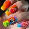 Pegatinas para Uñas Cuadradas de Longitud Media con Patrón de Loro Rojo, Pegatinas para Uñas de Moda Europeas y Americanas, Removibles y Portátiles