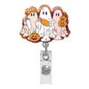 Nuevo Clip de Insignia Acrílico Retráctil de Calabaza Fantasma de Halloween Hebilla de Clip Giratoria Hebilla Retráctil de Enfermera