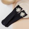 Calcetines Apilados para Niños Otoño e Invierno Nuevos Color Sólido Calcetines de Perlas de un Carácter de Longitud Media Calcetines de Perlas con Lazo Calcetines de Princesa