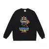 Marca moderna de estilo japonês com estampa de desenho animado de cabeça de macaco, nova blusa de moletom casual de gola redonda em terry de corte solto para homens e mulheres, adequada para adolescentes no outono e inverno