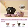 Juego de Tazas de Té Rápidas de Cerámica Ru del Fabricante, Juego de Té Portátil de Cerámica para Viaje, Juego para Preparar Té en Camping, Utensilios de Té para una Persona