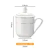 Taza de té de cerámica para hotel con tapa, taza de agua, taza para reuniones de oficina de Jingdezhen, taza de Phnom Penh, taza de té para el hogar, entretenimiento de hotel