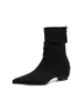 Botines elásticos de gamuza para mujer, botines ajustados, nuevos botines de estilo coreano para otoño e invierno con cremallera trasera y aumento interno de altura, botines elásticos cortos para mujer