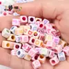 4 6 7 10mm contas soltas de acrílico contas com letras em inglês contas planas feitas à mão diy acessórios para joias com contas pulseira