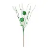 Trevo de Quatro Folhas Artificial Transfronteiriço Flores Artificiais St. Decoração Dia de São Patrício Glitter Rosa Fruta Decorativas Galhos Irlanda